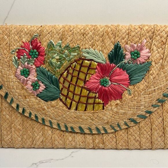 Lilly Pulitzer Happy Hour Straw Clutch with Embroidery - Picture 4 of 9